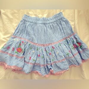 LoveShackFancy Embroidered Floral Skirt